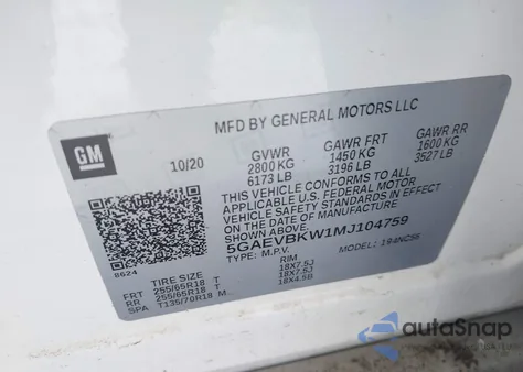 2021 Buick Enclave Awd Premium из США, поврежденный, VIN 5GAEVBKW1MJ104759